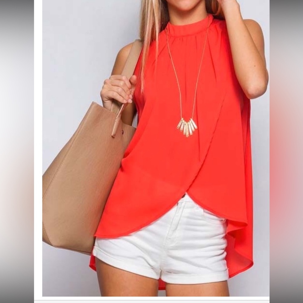 Bright coral top